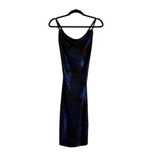 NWOT Express Blue & Gold Metallic Dress Size Small